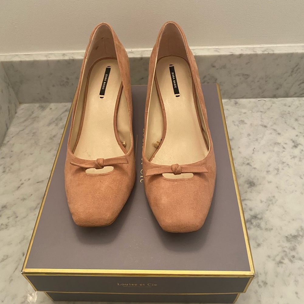 Zara slip on shoes. Light pink. Soft suede type material.